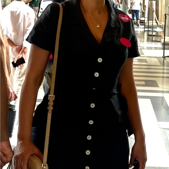 Quince Black Midi Dress with White Buttons - Picture 2 of 3